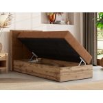 Łóżko kontynentalne - ALBERO 1 90x200 - H3 - pomarańczowy, struktura - strona lewa - topper T25