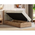 Łóżko kontynentalne - ALBERO 1 90x200 - H3 - beżowy, welwet - strona lewa - topper T25