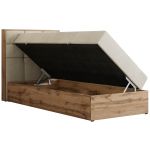 Łóżko kontynentalne - ALBERO 1 90x200 - H3 - beżowy, welwet - strona lewa - topper T25