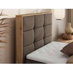 Łóżko kontynentalne - ALBERO 1 90x200 - H3 - brązowy, welwet - strona lewa - topper T25