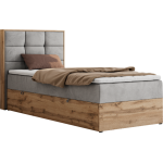 Łóżko kontynentalne - ALBERO 1 90x200 - H3 - jasnoszary, welwet - strona lewa - topper T25