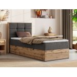 Łóżko kontynentalne - ALBERO 1 90x200 - H3 - ciemnoszary, welwet - strona lewa - topper T25