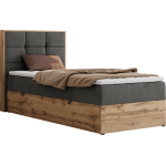 Łóżko kontynentalne - ALBERO 1 90x200 - H3 - ciemnoszary, welwet - strona lewa - topper T25