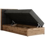 Łóżko kontynentalne - ALBERO 1 90x200 - H3 - ciemnoszary, welwet - strona lewa - topper T25