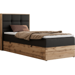 Łóżko kontynentalne - ALBERO 1 90x200 - H3 - czarny, ekoskóra - strona lewa - topper T25