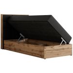 Łóżko kontynentalne - ALBERO 1 90x200 - H3 - czarny, ekoskóra - strona lewa - topper T25