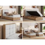 Łóżko kontynentalne - ALBERO 1 90x200 - H3 - biały, ekoskóra - strona lewa - topper T25