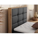 Łóżko kontynentalne - ALBERO 1 90x200 - H3 - ciemnoszary, ekoskóra - strona lewa - topper T25