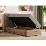 Łóżko kontynentalne - ALBERO 1 90x200 - H4 - jasnoszary, struktura - strona lewa - topper T25