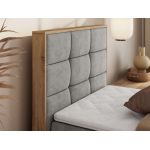 Łóżko kontynentalne - ALBERO 1 90x200 - H4 - jasnoszary, struktura - strona lewa - topper T25