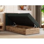 Łóżko kontynentalne - ALBERO 1 90x200 - H4 - ciemnoszary, struktura - strona lewa - topper T25