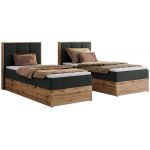 Łóżko kontynentalne - ALBERO 1 90x200 - H4 - ciemnoszary, struktura - strona lewa - topper T25