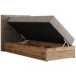 Łóżko kontynentalne - ALBERO 1 90x200 - H4 - beżowy, struktura - strona lewa - topper T25