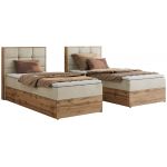 Łóżko kontynentalne - ALBERO 1 90x200 - H4 - beżowy, welwet - strona lewa - topper T25