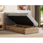 Łóżko kontynentalne - ALBERO 1 90x200 - H4 - jasnoszary, welwet - strona lewa - topper T25