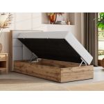 Łóżko kontynentalne - ALBERO 1 90x200 - H4 - biały, ekoskóra - strona lewa - topper T25