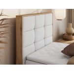 Łóżko kontynentalne - ALBERO 1 90x200 - H4 - biały, ekoskóra - strona lewa - topper T25