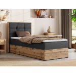 Łóżko kontynentalne - ALBERO 1 90x200 - H4 - ciemnoszary, ekoskóra - strona lewa - topper T25