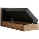 Łóżko kontynentalne - ALBERO 1 90x200 - H4 - ciemnoszary, ekoskóra - strona lewa - topper T25