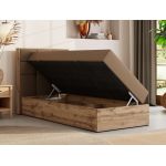 Łóżko kontynentalne - ALBERO 1 90x200 - H4 - brązowy, ekoskóra - strona lewa - topper T25