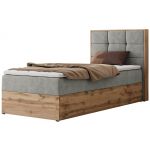 Łóżko kontynentalne - ALBERO 1 90x200 - H3 - jasnoszary, struktura - strona prawa - topper T25