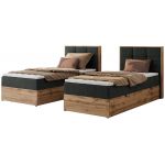 Łóżko kontynentalne - ALBERO 1 90x200 - H3 - ciemnoszary, struktura - strona prawa - topper T25