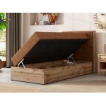 Łóżko kontynentalne - ALBERO 1 90x200 - H3 - pomarańczowy, struktura - strona prawa - topper T25