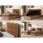 Łóżko kontynentalne - ALBERO 1 90x200 - H3 - pomarańczowy, struktura - strona prawa - topper T25