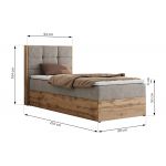 Łóżko kontynentalne - ALBERO 1 90x200 - H3 - beżowy, struktura - strona prawa - topper T25