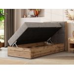 Łóżko kontynentalne - ALBERO 1 90x200 - H3 - beżowy, struktura - strona prawa - topper T25