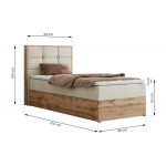 Łóżko kontynentalne - ALBERO 1 90x200 - H3 - beżowy, welwet - strona prawa - topper T25