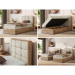 Łóżko kontynentalne - ALBERO 1 90x200 - H3 - beżowy, welwet - strona prawa - topper T25