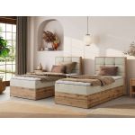 Łóżko kontynentalne - ALBERO 1 90x200 - H3 - beżowy, welwet - strona prawa - topper T25