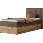 Łóżko kontynentalne - ALBERO 1 90x200 - H3 - brązowy, welwet - strona prawa - topper T25