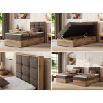 Łóżko kontynentalne - ALBERO 1 90x200 - H3 - brązowy, welwet - strona prawa - topper T25