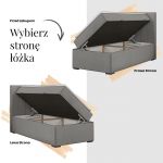 Łóżko kontynentalne - ALBERO 1 90x200 - H3 - jasnoszary, welwet - strona prawa - topper T25