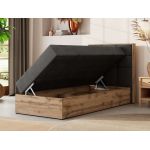 Łóżko kontynentalne - ALBERO 1 90x200 - H3 - ciemnoszary, welwet - strona prawa - topper T25