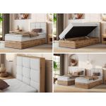 Łóżko kontynentalne - ALBERO 1 90x200 - H3 - biały, ekoskóra - strona prawa - topper T25