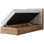 Łóżko kontynentalne - ALBERO 1 90x200 - H3 - biały, ekoskóra - strona prawa - topper T25