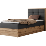 Łóżko kontynentalne - ALBERO 1 90x200 - H3 - ciemnoszary, ekoskóra - strona prawa - topper T25