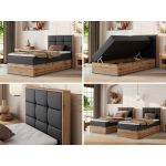 Łóżko kontynentalne - ALBERO 1 90x200 - H3 - ciemnoszary, ekoskóra - strona prawa - topper T25