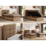 Łóżko kontynentalne - ALBERO 1 90x200 - H3 - brązowy, ekoskóra - strona prawa - topper T25