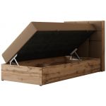 Łóżko kontynentalne - ALBERO 1 90x200 - H3 - brązowy, ekoskóra - strona prawa - topper T25