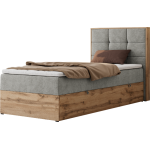 Łóżko kontynentalne - ALBERO 1 90x200 - H4 - jasnoszary, struktura - strona prawa - topper T25