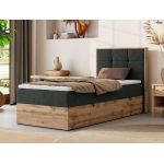 Łóżko kontynentalne - ALBERO 1 90x200 - H4 - ciemnoszary, struktura - strona prawa - topper T25