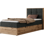 Łóżko kontynentalne - ALBERO 1 90x200 - H4 - ciemnoszary, struktura - strona prawa - topper T25