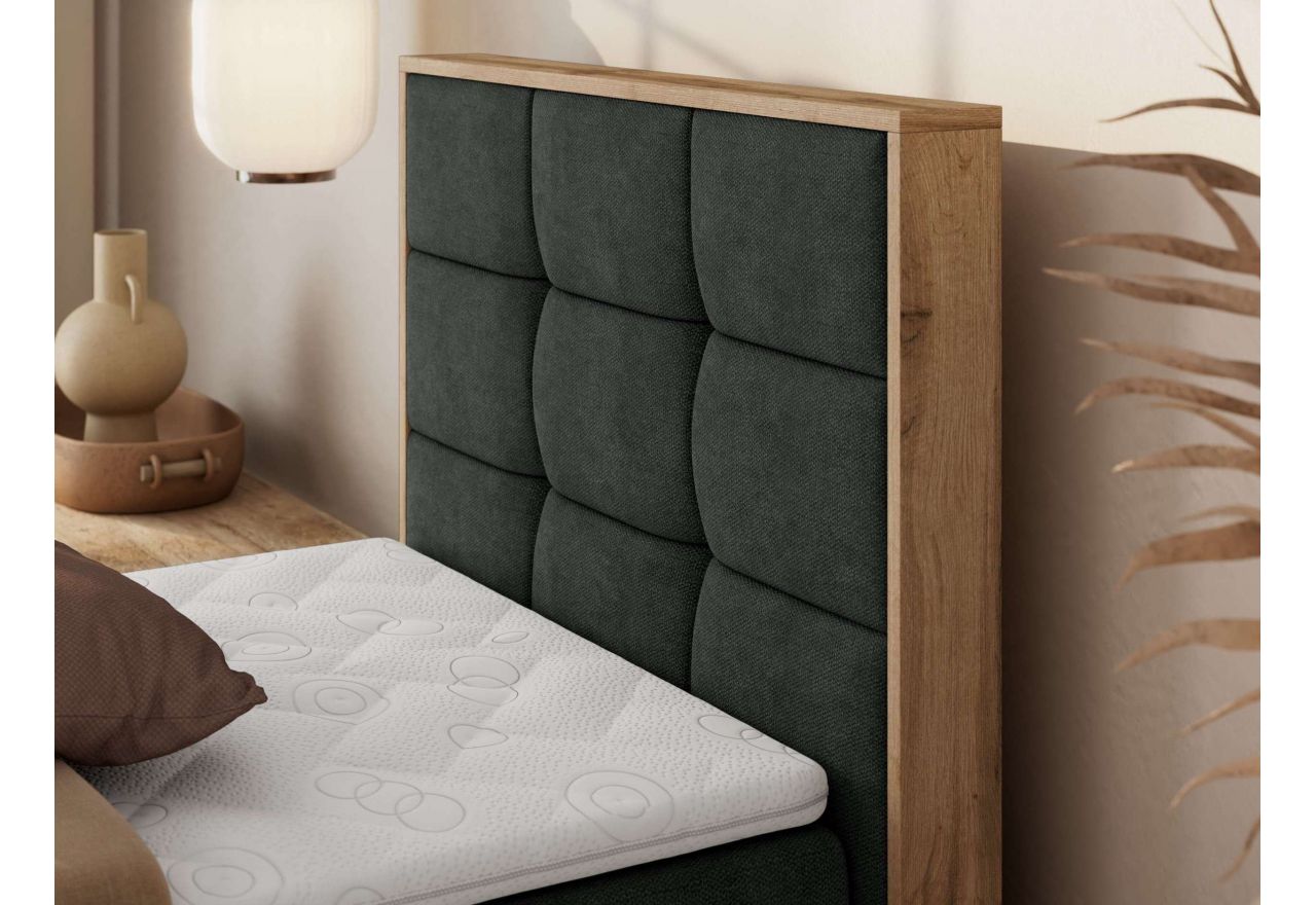 Łóżko kontynentalne - ALBERO 1 90x200 - H4 - ciemnoszary, struktura - strona prawa - topper T25