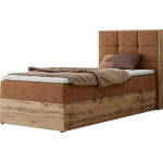 Łóżko kontynentalne - ALBERO 1 90x200 - H4 - pomarańczowy, struktura - strona prawa - topper T25