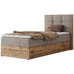 Łóżko kontynentalne - ALBERO 1 90x200 - H4 - beżowy, struktura - strona prawa - topper T25