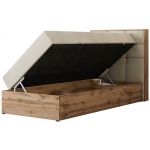 Łóżko kontynentalne - ALBERO 1 90x200 - H4 - beżowy, welwet - strona prawa - topper T25